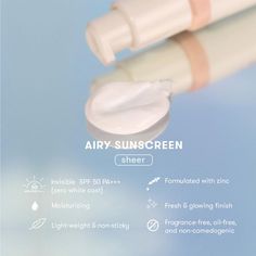 BLK Cosmetics Day Dream Airy Sunscreen - Sheer Sunscreen Branding Design, Sunscreen Advertisement, Minimalist Sunscreen, Sunscreen Cream Photography, Sunscreen Texture Photography, Blk Cosmetics, Sunscreen Spf 50, Zinc Oxide