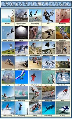 a poster with pictures of people surfing and water skiing