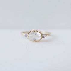 Somewhere Over The Rainbow, Rainbow Moonstone Ring, Over The Rainbow, Moonstone Ring, Dream Jewelry, How To Make Notes, Dainty Jewelry, Gold Band, White Rose