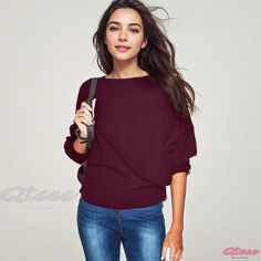 Qteee - Fashionable Oversized Batwing Sleeve Knit Sweater Cozy Oversized Fine Knit Tops, Casual Sweater With Textured Knit And Batwing Sleeves, Oversized Versatile Knit Sweater, Casual Textured Knit Sweater With Batwing Sleeves, Versatile Oversized Knit Sweater, Batwing Sleeve Sweater For Layering, Casual Batwing Sleeve Sweater For Layering, Oversized Fine Knit Top, Oversized Solid Color Knit Top For Fall