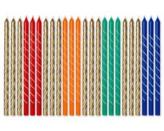 PRICES MAY VARY. Includes 24 candles Candles measures 5 in. tall Papyrus candle set features tall metallic gold, red orange, green and blue candles with a slanted stripe pattern perfect for decorating birthday cakes, treats and more! Papyrus candles are perfect for birthdays, congrats and other celebrations Papyrus offers premium stationery, greetings cards, gift wrap, gift bags and entertaining products for everyday occasions and all holiday seasons--all with unique designs and quality embellis Premium Stationery, Decorating Birthday, Specialty Candles, Wrap Gift, Blue Candles, All Holidays, Taper Candles, Candle Set, Greetings Cards