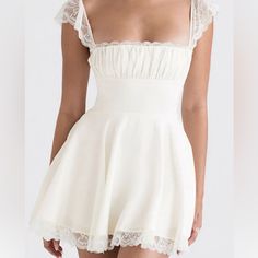 I Bought This Dress Brand New Original Price For 107..Just Didn’t Fit Me How I Wanted Super Cute With Corset Backing White Corset Dress, Womens Lace Shorts, Short Sundress, Backless Dress Short, Fairycore Dress, Backless Dress Summer, Ruffle Bodycon, Women Lace Dress, Short Bodycon Dress