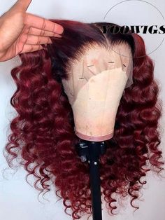 YOOWIGS Burgundy Red 99j Wine Color Deep Wave Curls Glueless Wig Dream HD Lace With Plucked Hairline 360 Lace Wig BF04 Hair Color Ombre, G Hair, Waves Curls, 360 Lace Wig, Ombre Hair Color, Body Wave Hair, Wine Color, Roots Hair, Wigs With Bangs