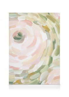 an abstract painting with pink and green colors