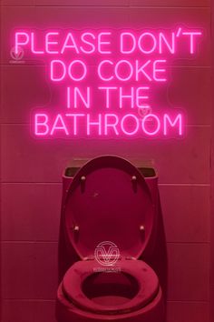 #NeonSignNames #NeonInspiration #NeonSigns #BrightIdeas Please Dont Do Come In The Bathroom, Bathroom Neon Sign, Neon Signs Room, Neon Bathroom, Redo Bathroom, Signs Room Decor, Sign For Bathroom, Pink Apartment, Techno Club