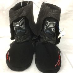 Star Wars Shoes Are In New Never Worn Condition With Troopers On Front With Cape Kids Sz 9-10 Black Closed Toe Winter Slippers, Black Closed Toe Indoor Slippers, Star Wars Boots, Black Non-slip Slippers With Round Toe, Black Non-slip Round Toe Slippers, Star Wars Shoes, Boys Winter Boots, Shoes Star, Boys Rain Boots