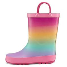 Bocca girls rain boots are designed with durable upper material to stay dry on rainy days! The double handle design makes it easier for kids to wear and take off independently. Size: 9 Toddler.  Color: Pink.  Gender: female. Boots Rainbow, Cloud Rain, Girls Rain Boots, Boots For Girls, Kids Rain Boots, Kids Rain, Rainbow Cloud, Girls Shoes Kids, Handle Design