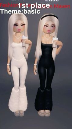 two dolls are standing next to each other with the caption's name on them