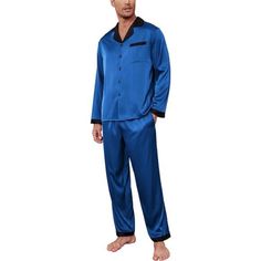 Product Details Fabric Type 95% Polyester, 5% Spandex Origin Imported Country Of Origin China About This Item Satin Material: High-Quality Satin Men's Pajama Set, Silky To The Touch, Breathable, Lightweight, And Skin-Friendly. These Two-Piece Pajamas Make You Enjoy Superior Comfort At Night. Fashion Design: The Long Sleeve Pajama Features A Classic Two-Piece Sle Blue Relaxed Fit Sleepwear For Home, Blue Long Sleeve Home Sets, Blue Relaxed Fit Sleep Sets, Blue Relaxed Fit Sleepwear For Night, Blue Relaxed Fit Sleepwear, Blue Relaxed Fit Loungewear Sets, Relaxed Fit Blue Lounge Sets, Blue Relaxed Fit Lounging Sets, Blue Relaxed Fit Lounge Sets