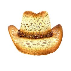 Macrame toyo straw summer cowboy hat for small head sizes. Distressed look created with darker color crown tip and brim edge. Classic cowboy up curled brim 2.5" wide. Macrame cord band with beads. Moisture wicking wide elastic sweatband. Small size, best fit 54-56 cm. 100% straw Summer Cowboy Hat, Hats For Small Heads, Summer Cowboy, Bling Jacket, Boys Cowboy Boots, Girl Cowboy Boots, Lucchese Boots, Classic Cowboy, Twisted X Boots