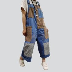 Introducing the 2023 Autumn Collection's pieced-together women's denim overall. a triumphant blend of the best of the Y2K era and today's trend-setting fashion!Why You'll Love It: Y2K-Inspired: Take a trip down memory lane with this statement-making piece. designed to pay homage to the millennium's legendary fashion sense. Patchwork Perfection: Its vibrant patchwork pattern speaks of a carefree. modern style that's both eye-catching and timeless. Baggy and Bold: Its loose silhouette and oversize Casual Cotton Patchwork Overalls, Casual Baggy Patchwork Overalls, Casual Denim Overalls With Patchwork, Casual Denim Patchwork Overalls Jumpsuit, Denim Blue Patchwork Cotton Overalls, Casual Blue Denim Jumpsuit With Patchwork, Blue Cotton Patchwork Jumpsuits And Rompers, Blue Patchwork Denim Overalls Jumpsuit, Vintage Denim Overalls With Patchwork