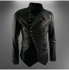 Handmade black men steampunk long jacket, punk style custom coat for men, leather jackets men Men Long Jacket, Long Jacket Style, Punk Leather Jacket, Men Steampunk, Steampunk Jacket, Mens Outerwear Jacket, Coat For Men, Studded Jacket, Genuine Leather Jackets