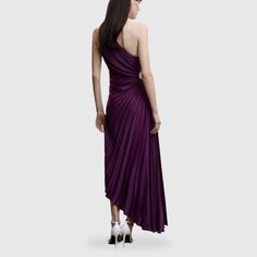 Purple One Shoulder Pleated Dress – ADONIS BOUTIQUE Party A-line Maxi Dress With Pleated Skirt, Spring Pre-draped Midi Dress With Folds, A-line Midi Dress With Accordion Pleats For Party, Spring Gala Dress With Folds, Evening A-line Pleated Dress With Accordion Pleats, Chic A-line Midi Dress With Accordion Pleats, Satin Gala Dress With Accordion Pleats, Spring Pleated Pre-draped Midi Dress, Formal Midi-length Pleated Dress