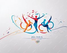 the logo for the olympic games is shown in this artistic illustration, which depicts two people holding hands