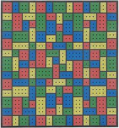 a colorful pattern with squares and dots