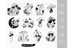 the svg files are available for use in this project, including mushrooms and other things