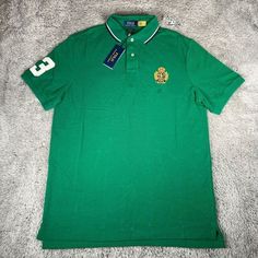 Item: Polo Ralph Lauren Green Crest #3 Men Equestrian Classic Fit Polo Style Code: N/A Condition: 100% Authentic. Brand New With Tags. Never Worn Size: Medium Color: Green Seller Notes: -100% Trusted Seller. Your Satisfaction Is Very Important To Me! -Orders Before 8am Pst Will Ship Out Same Day; Orders After 8am Pst Will Ship Out Next Business Day, Guaranteed!(Special Requests Available, Please Ask!) -Shipping From California -Refund Policy: 30 Days Free Returns- Please Make Sure The Item Is In Classic Fitted Green T-shirt, Green Fitted Classic Polo Shirt, Classic Green Shirt With Polo Collar, Fitted Classic Green T-shirt, Men's Equestrian, Drip Outfit Men, Ralph Lauren Green, Lauren Green, Polo Style