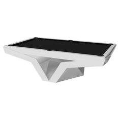 The Enzo pool table is Inspired by the aerodynamic angles of top-of-the-line European vehicles. Designed with sleek, V-shaped lines and a thoughtful use of negative space, this table boasts an energetic sense of spirit while epitomizing the look of luxury and evoking the sense of speed. A perfect catalyst for encouraging hours of friendly or competitive play, this handcrafted design is available in your choice of teak, white oak, curly maple, black/white, stainless steel, and custom colors. Size American Modern, Pool Table, Negative Space, White Color, Table Games, Pantone Color, White Oak, Modern Wood, Table Furniture