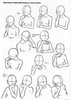 how to draw the head and shoulders in different positions, with instructions for each body