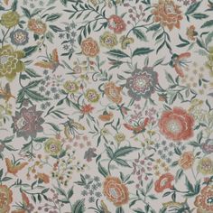 an old wallpaper with flowers and leaves on it