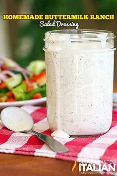 homemade buttermilk ranch salad dressing in a jar