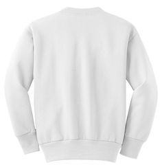 1x1 rib knit collar; 7.8 oz., 50% cotton/ 50% polyester fleece; Air jet yarn for a soft, pill-resistant finish; Due to the nature of 50/50 cotton/polyester fabrics, special care must be taken throughout the printing process. White Cotton Sweatshirt For Winter, White Long Sleeve Cotton Sweatshirt, White Cotton Long Sleeve Sweatshirt, White Cotton Hoodie With Crew Neck, White Cotton Crew Neck Hoodie, White Fleece Top For Fall, White Cotton Crew Neck Sweater, White Cotton Fall Sweatshirt, White Fleece Crew Hoodie