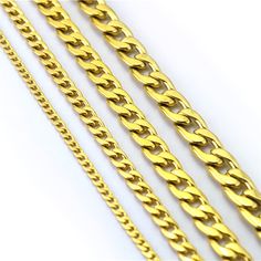 The Classic Cuban Chain in gold is an iconic accessory, boasting timeless elegance and strength in its design. Crafted meticulously, it showcases interlocking links that exude luxury and sophistication. This chain is a symbol of refined style, effortlessly elevating any attire, and remains a staple piece that transcends trends, embodying everlasting class and allure. Thickness: 3/4/5mm Metal: 14K Gold plated Stainless steel Tarnish free / Water resistant 💧 Classic Metal Cuban Link Necklace, Gold Stainless Steel Figaro Chain Necklace, Gold Cuban Link Necklace With Solid Links As Gift, Classic Gold Link Chain Necklace, Elegant Stainless Steel Cuban Link Necklace, Gold Cuban Link Stainless Steel Chain Necklace, Gold Stainless Steel Cuban Link Chain Necklace, Gold Stainless Steel Chain Link Necklace, Gold Stainless Steel Cuban Link Necklace