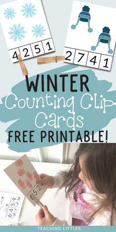 the winter counting clip cards printable for kids to practice their numbers and writing skills