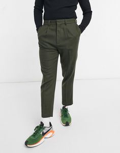 Trousers by ASOS DESIGN For your non-denim days Belt loops Side pockets Back pockets Regular, tapered fit A standard cut around the thigh with a narrow shape through the leg Olive Green Mens Dress Pants, Green Tapered Leg Chinos With Pockets, Olive Trousers With Side Pockets, Olive Relaxed Fit Trousers, Slim Fit Ankle-length Chinos With Pockets, Smart Trousers, Denim Day, Olive Green, Asos