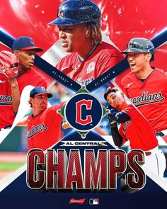 the cleveland indians'baseball team is featured in this poster for the 2013 mlb all - central champs