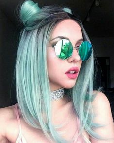 Cute Hair Colors, Green Wig, Hair Color Pastel, Ombre Wigs, Hair Color Blue, Pastel Hair, Hair Dye Colors, Hair Inspiration Color, Hair Inspo Color