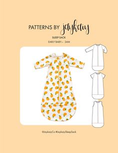 the pattern for a baby sleeping bag with oranges on it