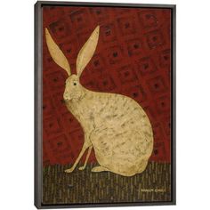 a painting of a rabbit on a red background