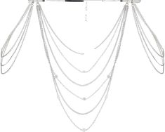 Elegant Formal Body Jewelry, Elegant Body Jewelry For Formal Occasions, Elegant Silver Body Jewelry For Party, Elegant Silver Body Jewelry For Evening, Silver Chain Belt For Evening, Elegant White Metal Body Jewelry, Luxury Silver Chain Belt For Formal Wear, Luxury Silver Chain Belt For Formal Occasions, Silver Adjustable Chain Belt For Evening