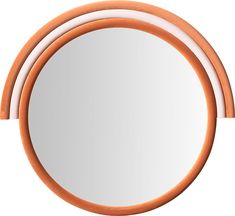 three orange and white circular mirrors sitting on top of each other