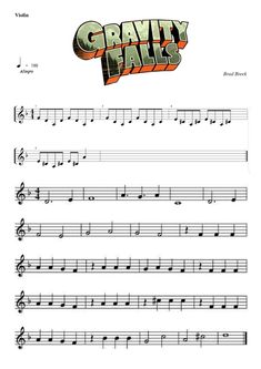 sheet music with the words gravity falls on it