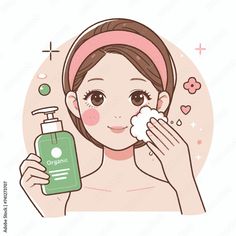 a woman is washing her face with soap and lotion in front of her head