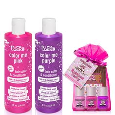 Rock The Locks & Piggy Paint Pink & Purple Power Bundle It’s Pink & Purple Power time! Kids will love these Rock The Lock hot pink and purple hair color and conditioners in one. These kid-friendly conditioning hair colors last 5-15 shampoos and can be used as often as desired – so get creative again and again! Plus, a Piggy Paint set that is perfect for any Rainbow Party! All the fun with no harsh chemicals - Piggy Paint nail polish is non-toxic, odorless and kid-friendly. Pink And Purple Hair, Purple Hair Color, Paint Nail, Pink Hair Dye, Conditioning Hair, Rainbow Hair Color, Color Conditioner, Hair Color Purple, Time Kids