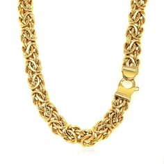 Exuding alluring style, this necklace features a byzantine chain design. A beautiful 14k yellow gold piece measuring 18 inches and 20 inches and secured with a lobster clasp. Necklace Information Width 0.28 inches Chain Type Byzantine Clasp Type Lobster Clasp Approximate Weight 15.4 gram(s) - 17 gram(s) Available Sizes 18 - 20" Metal 14K Yellow Gold " Byzantine Necklace, Byzantine Chain, Clasp Necklace, Round Diamond Engagement Rings, Gold Piece, Chain Design, Yellow Gold Chain, Toe Rings, Lobster Claw