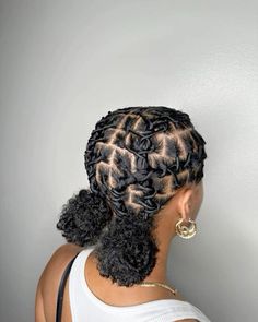 Hairstyles With Locs Short, Two Strand Twist Loc Petals, Short Style Locs, Loc Braided Hairstyles, Locs Straight Back, Loc Styles Short Black Women No Retwist, Summer Loc Styles For Black Women, Loc Graduation Hairstyles