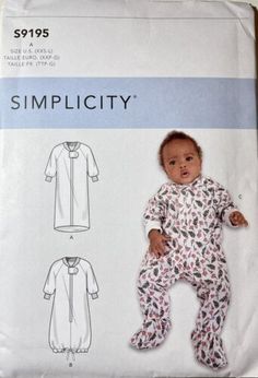 an infant's pajamas and footie sewing pattern with the words simpl city printed on it