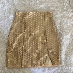 Gold Skirt! New W/O Tags, Never Worn! This Was A Sample So The Tag Is Missing S Fitted Gold Skirt For Spring, Chic Gold Mini Length Bottoms, Elegant Gold Mini Skirt For Spring, Gold Fitted Mini Skirt, Fitted Gold Mini Skirt For Spring, Fitted Gold Mini Skirt, Gold Fitted Skirt For Summer, Fitted Gold Skirt For Summer, Gold High-waist Skirt For Night Out