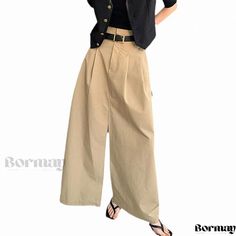 Bormay - Chic and Elegant Khaki High-Waisted Split Maxi Skirt with Stylish Design Chic Spring Waist-length Bottoms, Summer Workwear Maxi Skirt, Summer Workwear Full-length Maxi Skirt, Spring Workwear Maxi Skirt Full Length, Spring Workwear Maxi Skirt, Spring Workwear Full Length Maxi Skirt, Summer Full Length Maxi Skirt For Workwear, High-waisted Maxi Skirt For Day Out, Solid Color Baggy Long Skirt