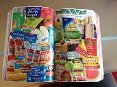 an open magazine with pictures of various foods and condiments on the inside pages