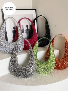 Elevate your style with our SparkleCurve Sequin Handbag, designed to dazzle and delight! Crafted in a unique U-shape silhouette, this handbag combines modern design with timeless elegance. Adorned with shimmering sequins, it adds a touch of glamour to any outfit, whether you're hitting the dance floor or attending a special event. With its spacious interior and chic design, this handbag is perfect for carrying all your essentials in style. Make a bold statement with the SparkleCurve Sequin Handb Trendy Party Tote Shoulder Bag, Trendy Tote Shoulder Bag For Party, Trendy Party Bags With Sequins, Glamorous Sequined Shoulder Bag For Night Out, Party Shoulder Bag With Sequins, Sequin Shoulder Bag For Party, Glamorous Sequin Bag For Night Out, Glamorous Sequin Shoulder Bag, Party Shoulder Bag