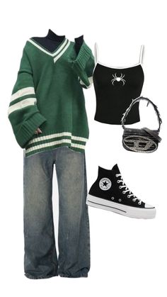 Outfit Inspo Cute Casual, Aesthetic Clothes School, 80s School Outfits, Nerdy Outfits Aesthetic, Converse Aesthetic Outfit, Ways To Style Jeans, Harlem Fashion, Soft Streetwear Fashion, Relatable Illustrations