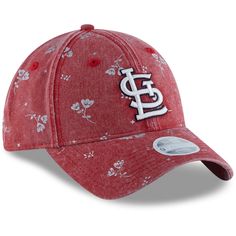 Women's St. Louis Cardinals New Era Red Floral Shine 9TWENTY Adjustable Hat Red Curved Bill Hats For Spring, Red Curved Bill Hat For Spring, Adjustable Red Baseball Cap For Spring, Red Short Brim Baseball Cap For Spring, Red Snapback Hat With Curved Brim For Fans, Red Sports Fan Fitted Cap, St Louis Cardinal Gifts, New Era 9twenty, Red 5-panel Snapback Hat For Baseball Season