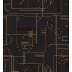 an abstract black and gold wallpaper design with lines, shapes, and geometric shapes