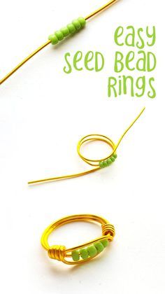 seed bead rings on a white background with text overlay