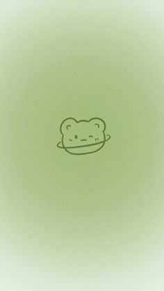 a drawing of a bear with a plate on it's head in front of a green background